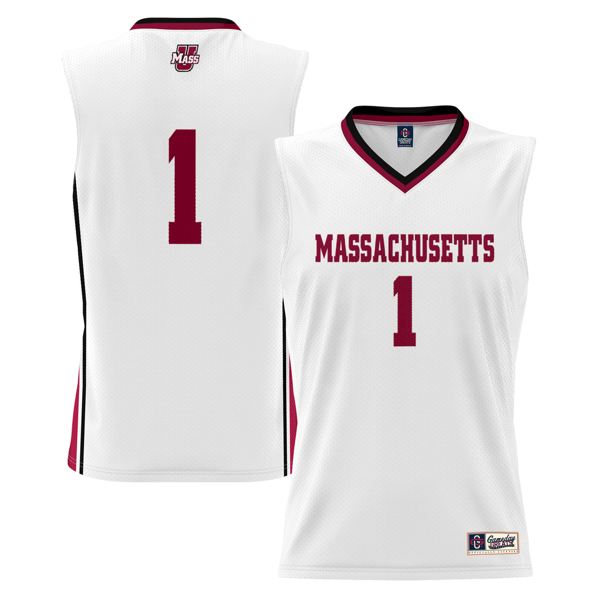 #1 UMass Minutemen Lightweight Basketball Jersey - White product image 2