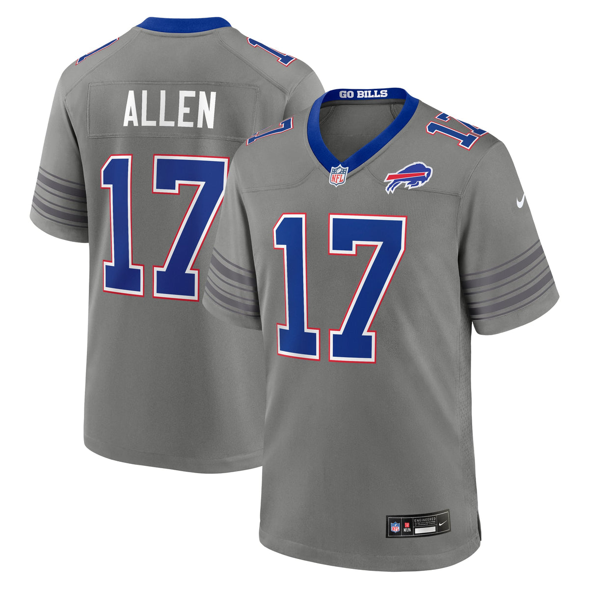 Buffalo Bills Josh Allen Nike Gray Nickel City Game Jersey product image 1