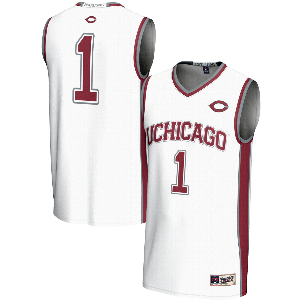 #1 UChicago Maroons Lightweight Basketball Jersey - White product image 1