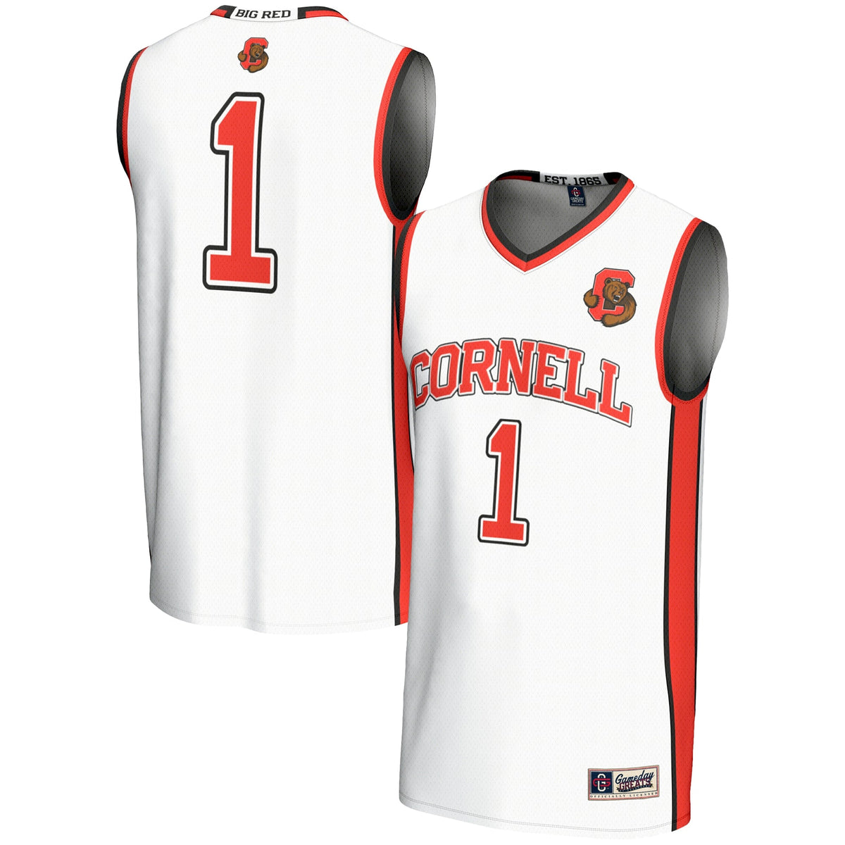 #1 Cornell Big Red Lightweight Basketball Jersey - White product image 2