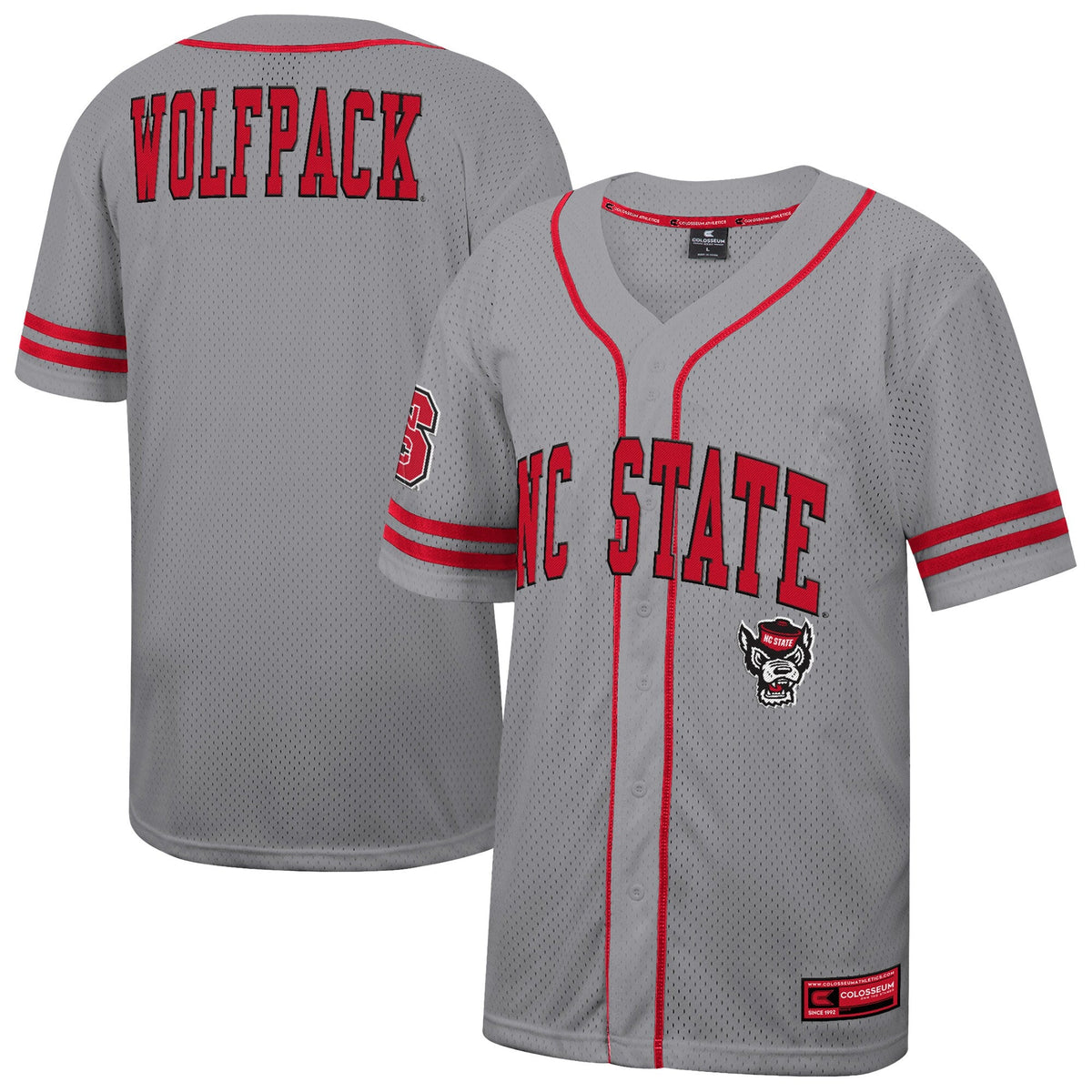 NC State Wolfpack Free Spirited Baseball Jersey - Gray product image 2