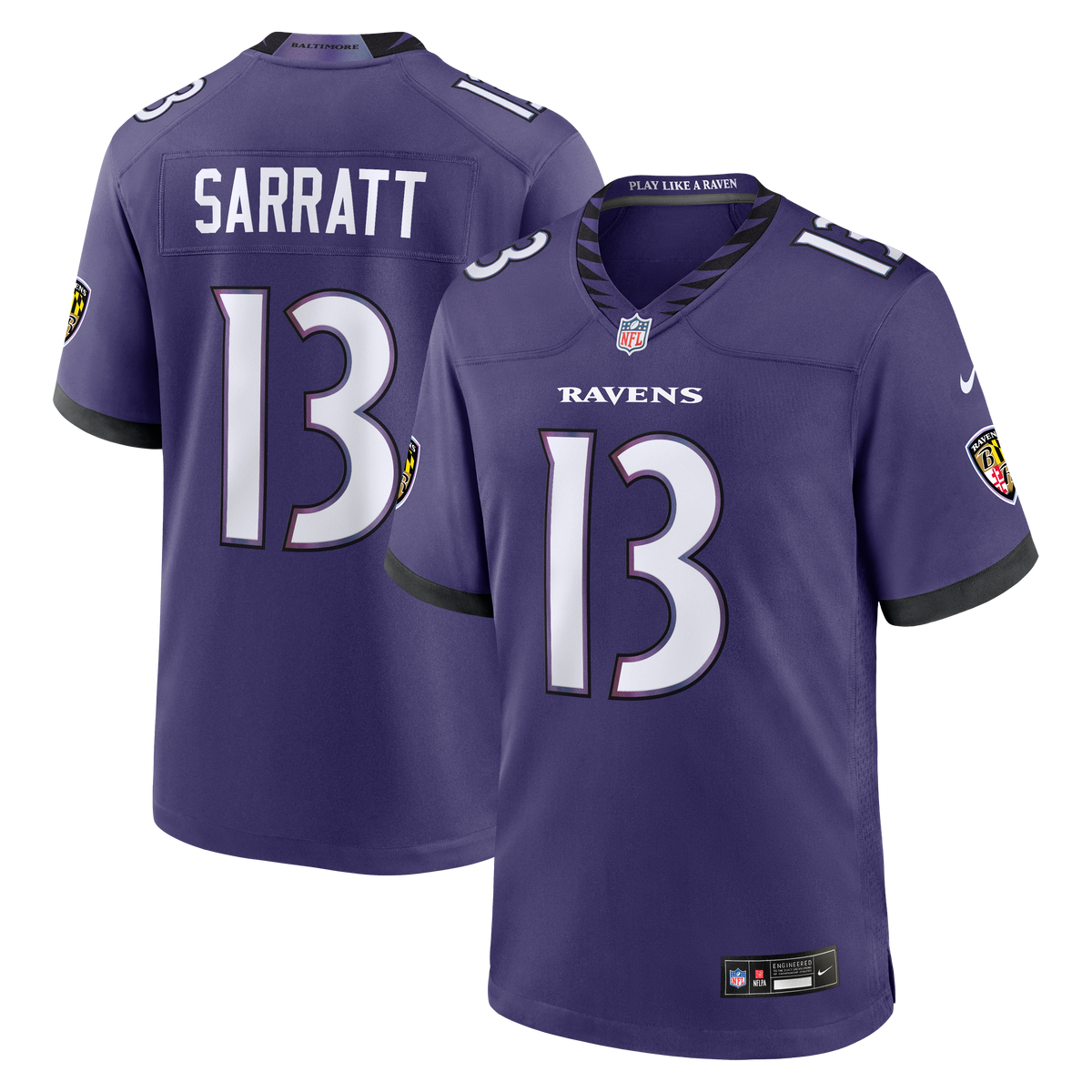 Baltimore Ravens Elijah Sarratt Nike Purple Team Game Jersey product image 1