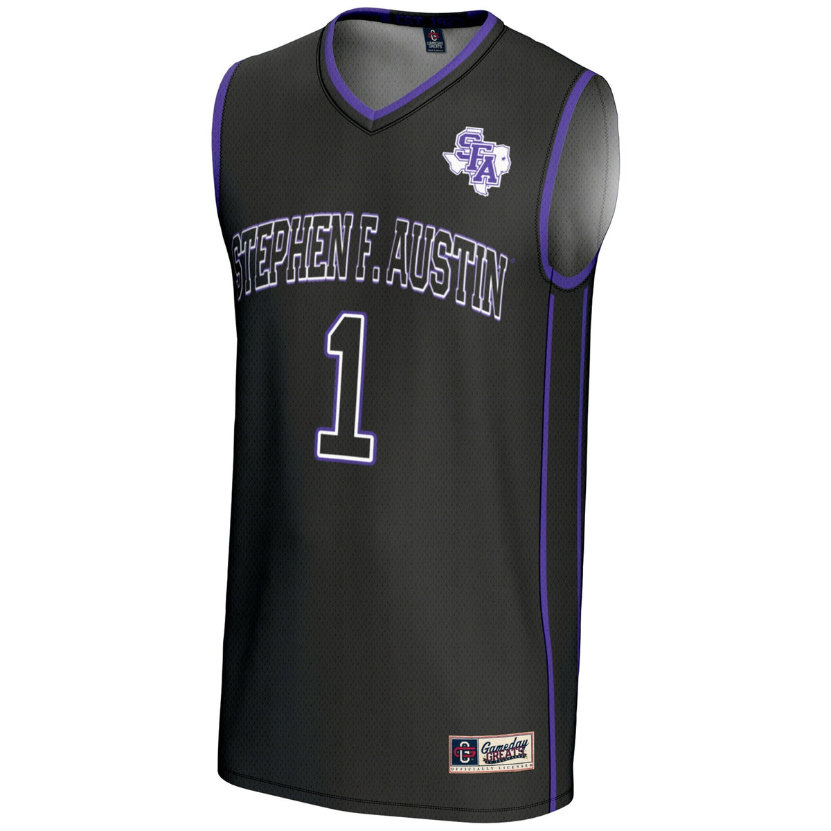 Stephen F Austin Lumberjacks #1 Basketball Jersey - Black product image 3