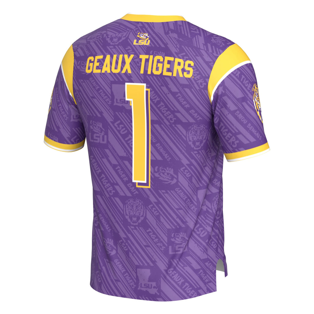 LSU Tigers #1 Purple Highlight Print Football Fashion Jersey product image 4