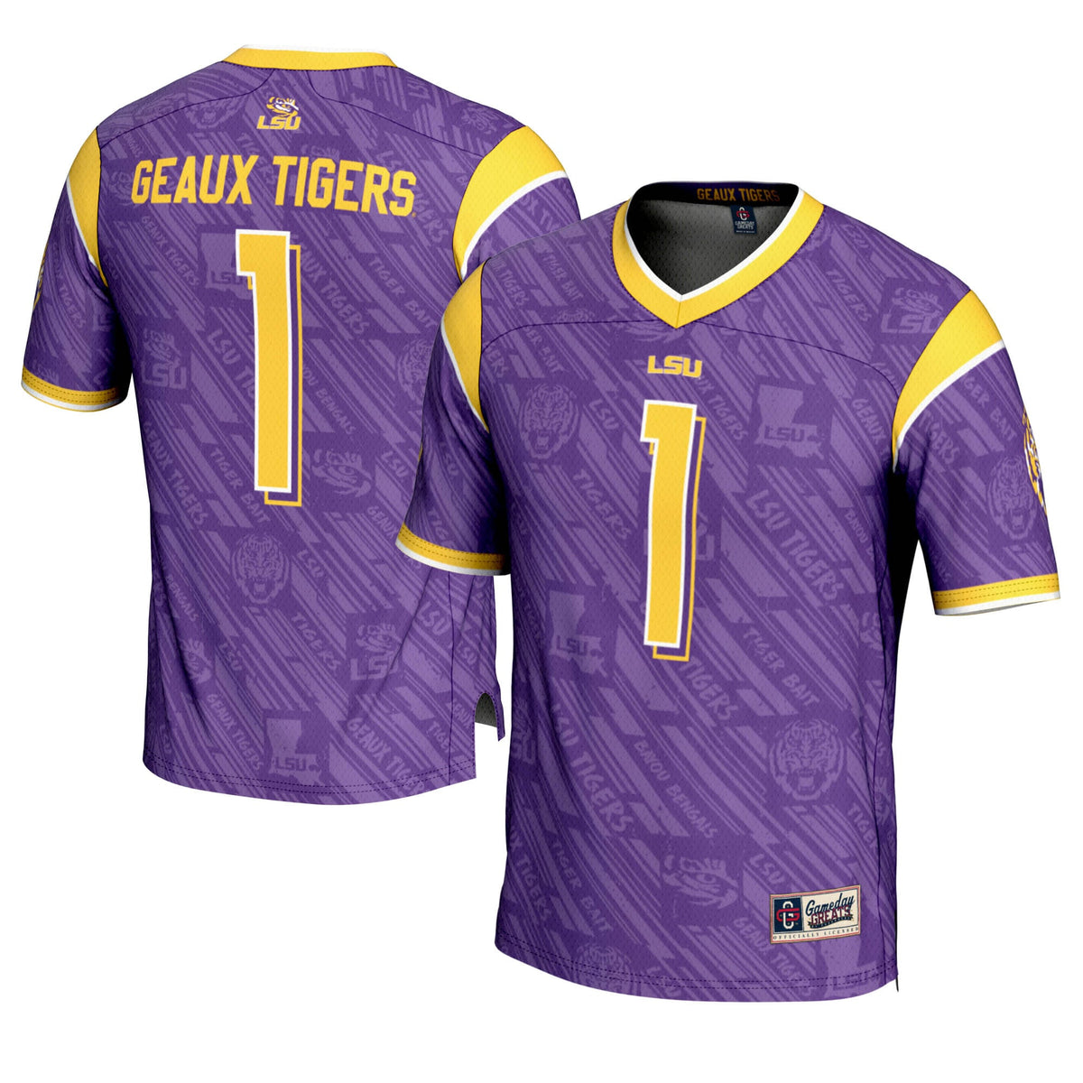 LSU Tigers #1 Purple Highlight Print Football Fashion Jersey product image 2