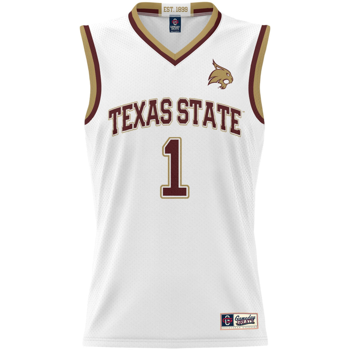 #1 Texas State Bobcats Lightweight Basketball Jersey - White product image 3