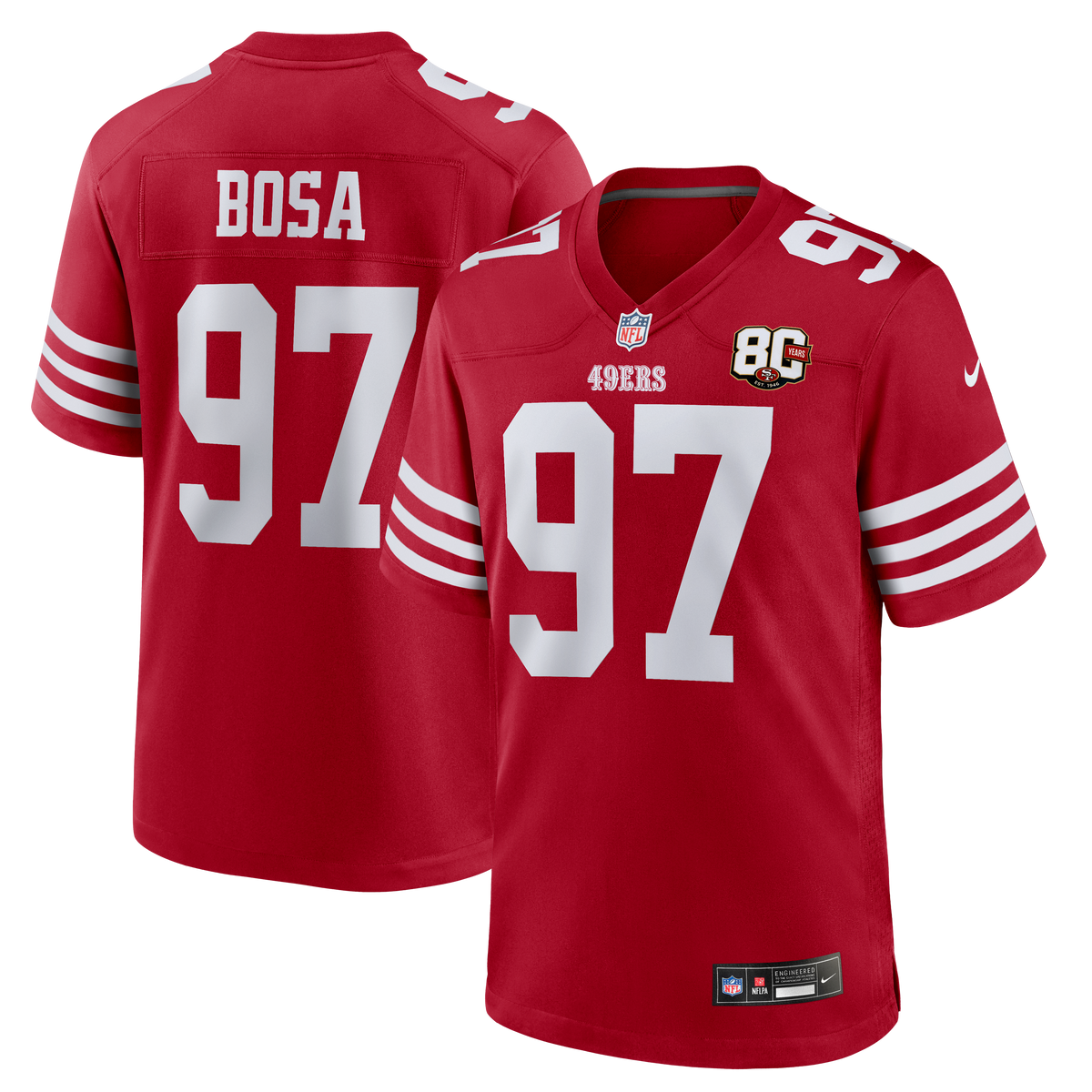 San Francisco 49ers Nick Bosa Nike Scarlet 80th Anniversary product image 10