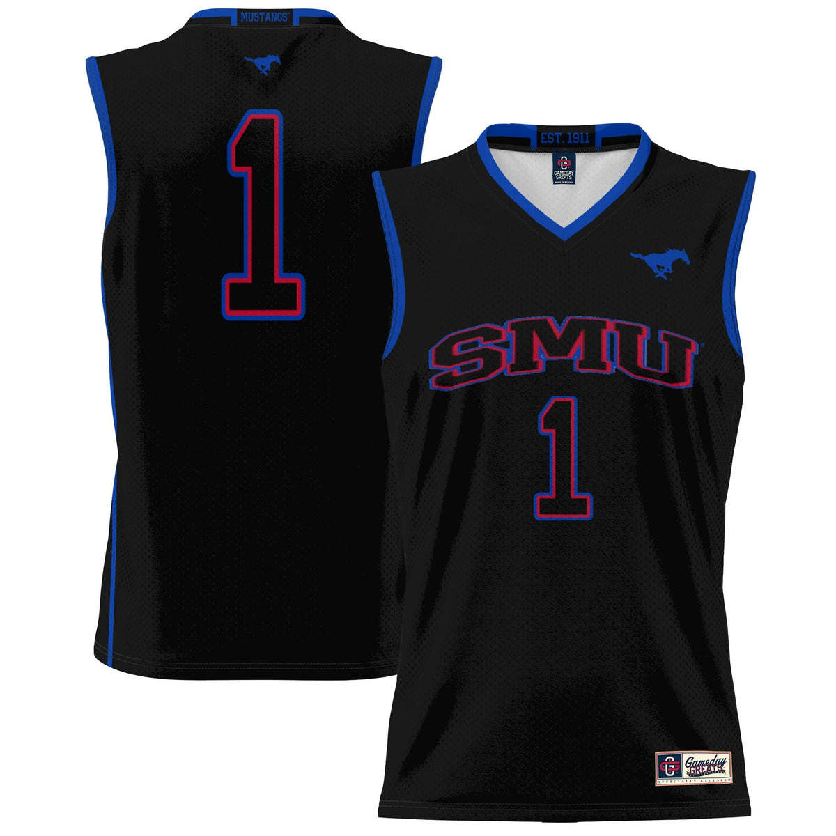 #1 SMU Mustangs Lightweight Basketball Jersey - Black product image 2