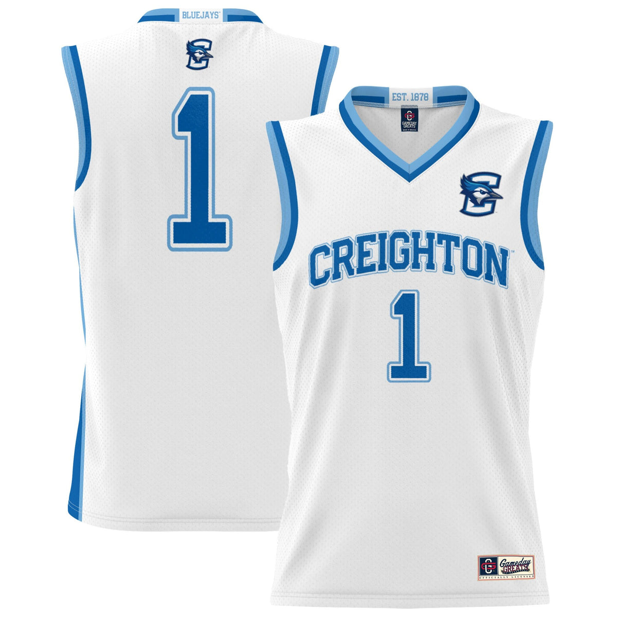 #1 Creighton Bluejays Lightweight Basketball Jersey - White product image 1