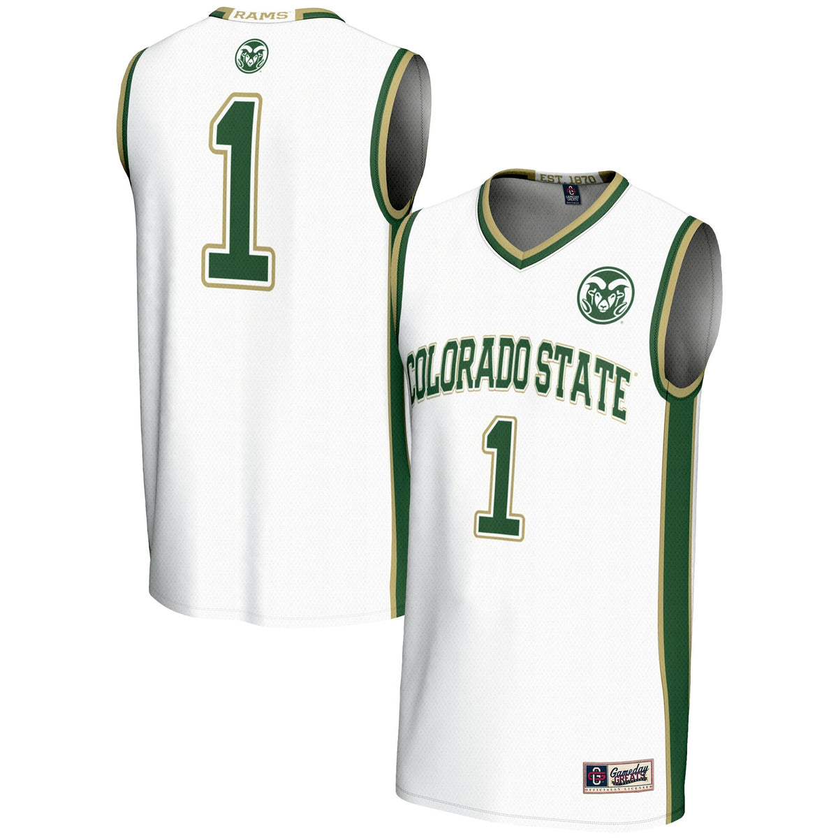 #1 Colorado State Rams Lightweight Basketball Jersey - White product image 2