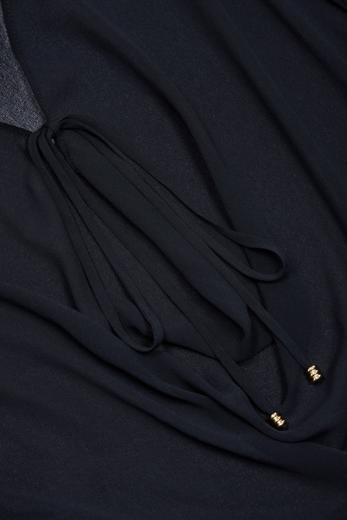 Cowl Neck Mini Dress in Black