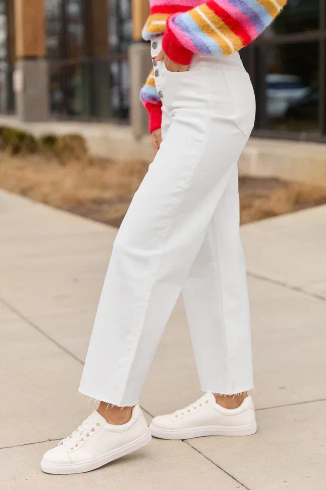 Malia White High Rise Wide Leg Jeans