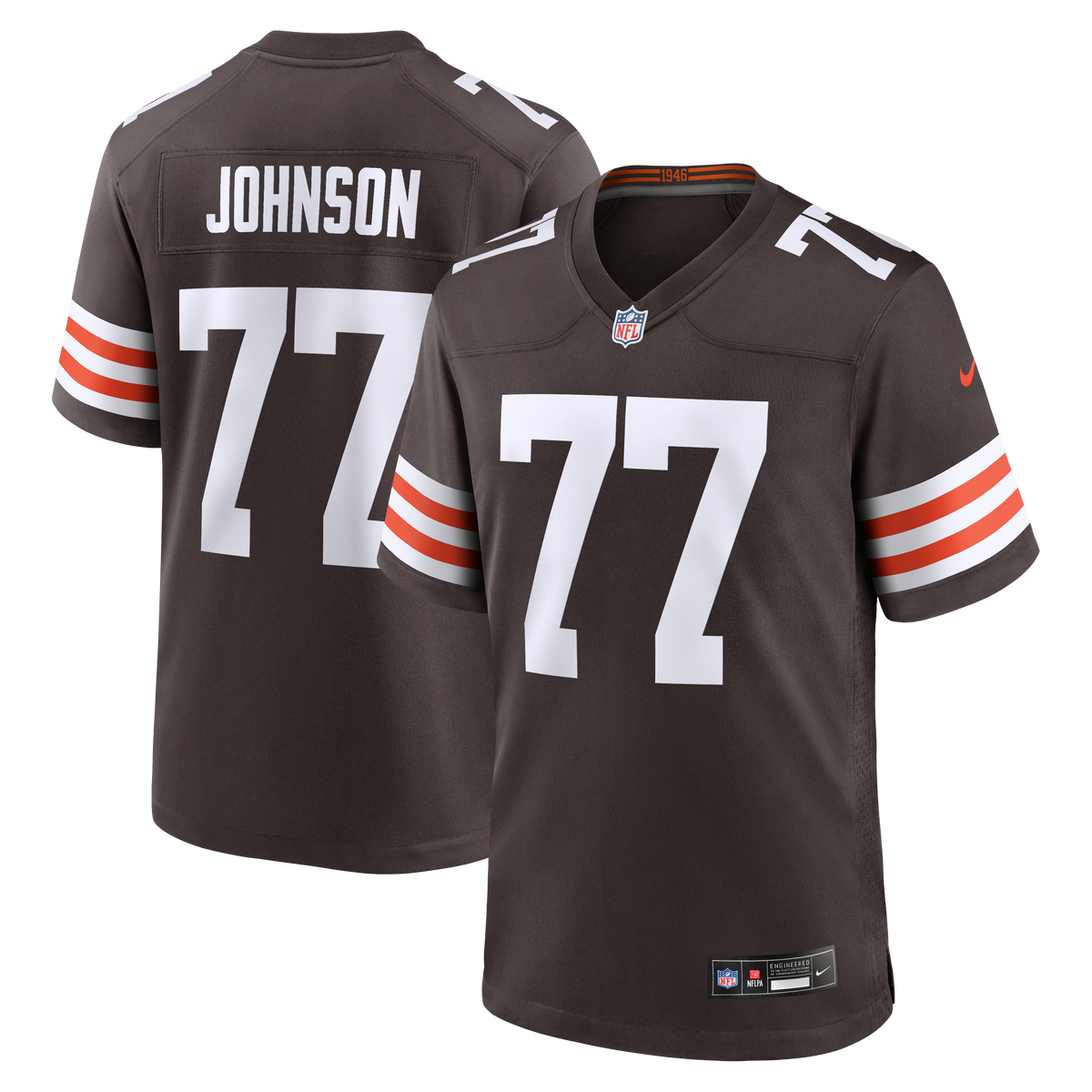 Cleveland Browns Zion Johnson Nike Brown Team Game Jersey product image 1