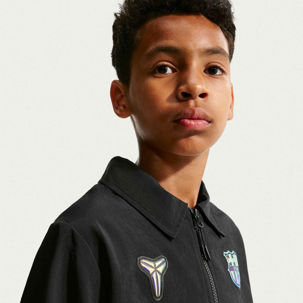 NIKE FC Barcelona Away Big Kids' Kobe Soccer Woven Jacket product image 6, provided for visual reference and product detail