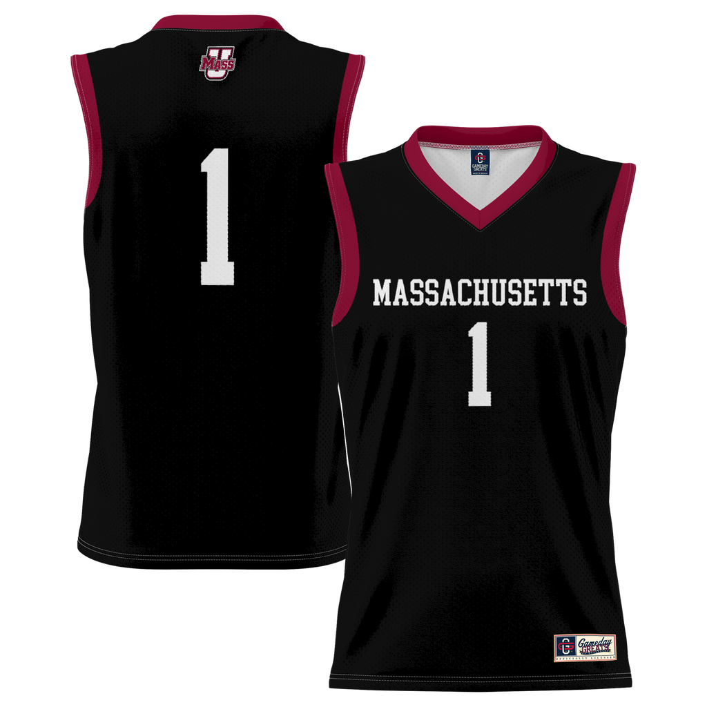 #1 UMass Minutemen Lightweight Basketball Jersey - Black product image 1