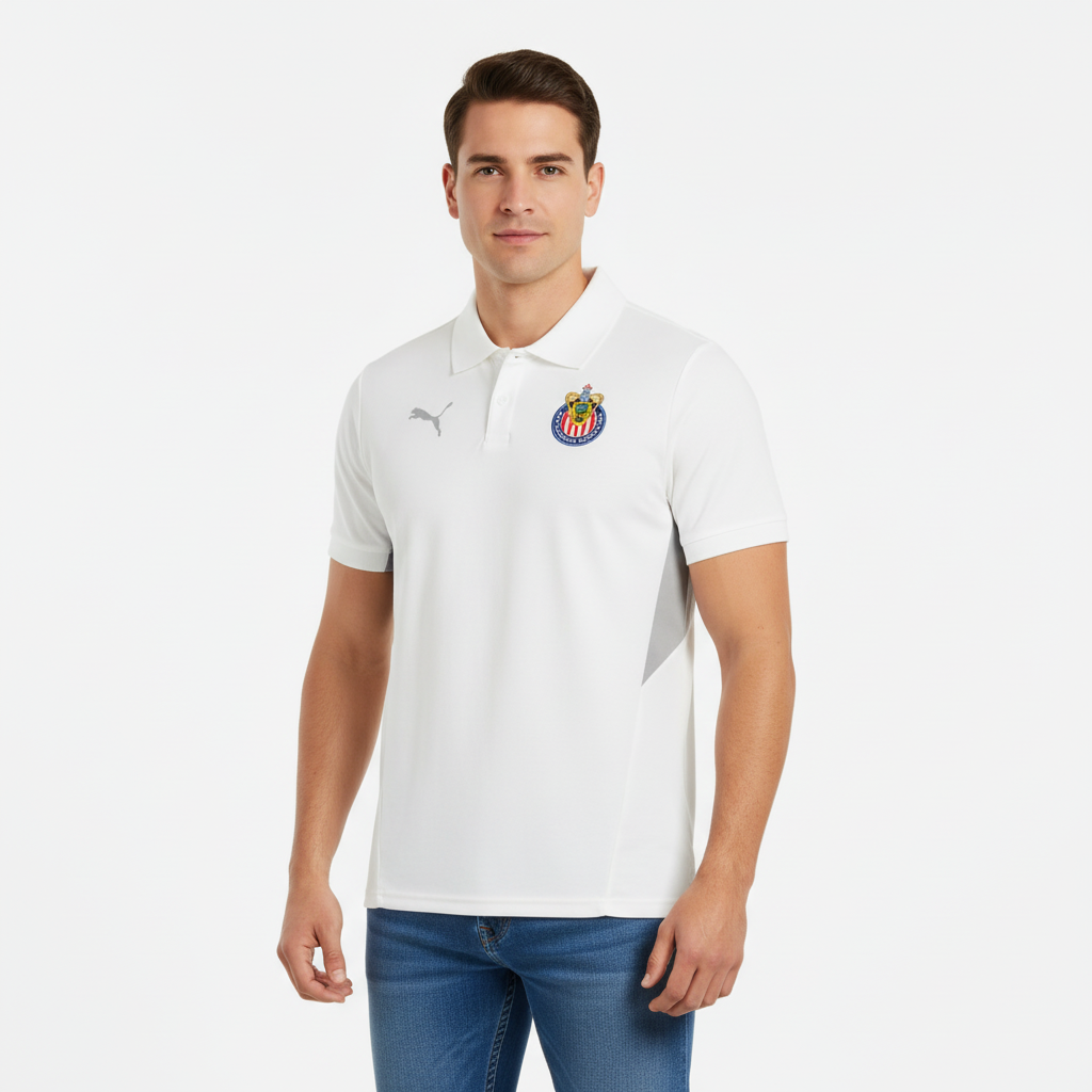 Puma Chivas Evostripe Polo - Men White product image 1, provided for visual reference and product detail review