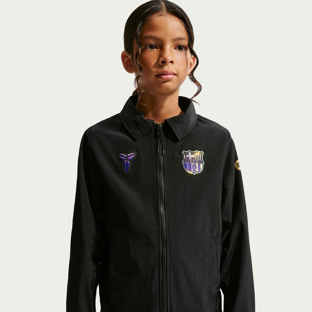 NIKE FC Barcelona Away Big Kids' Kobe Soccer Woven Jacket product image 7, provided for visual reference and product detail