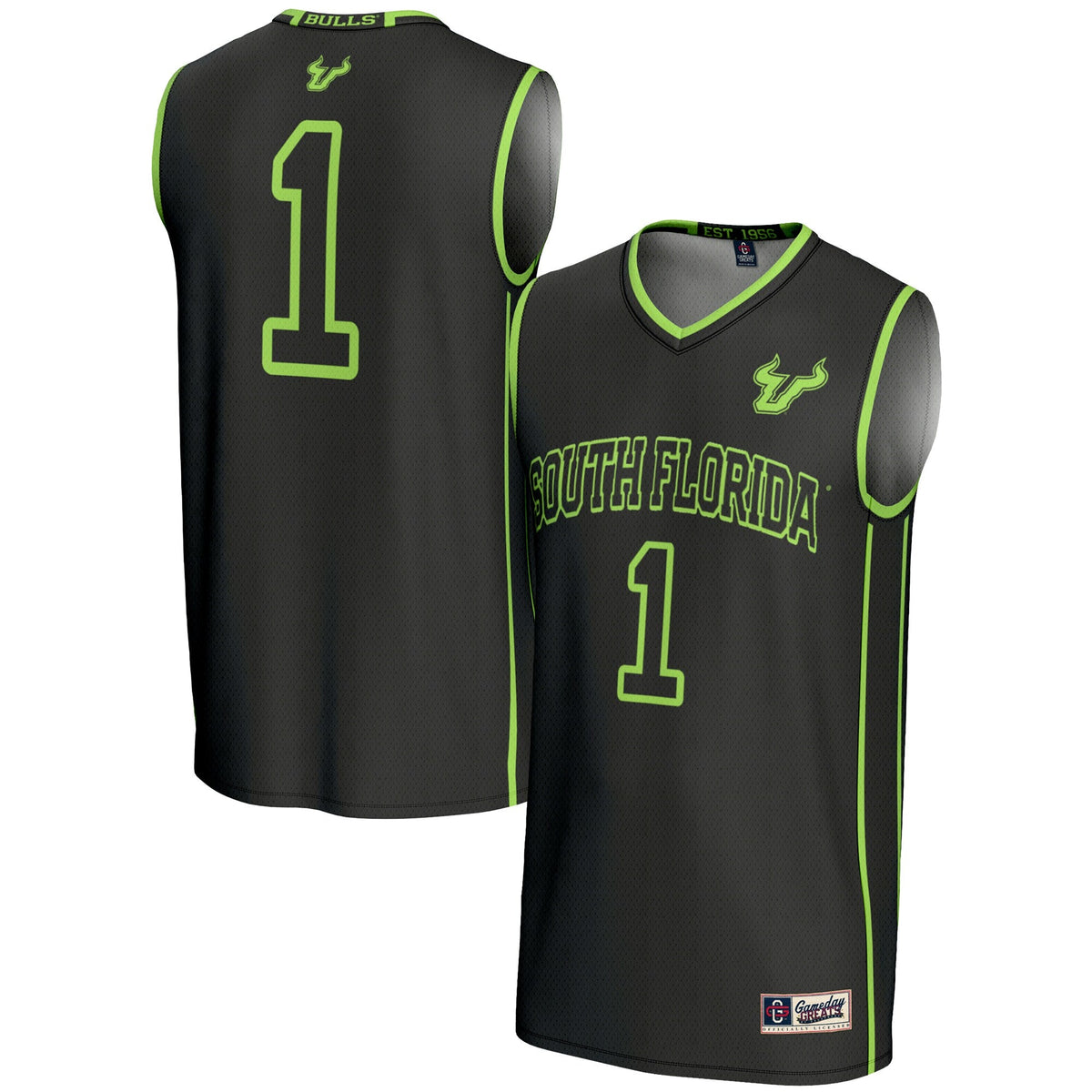 #1 South Florida Bulls Lightweight Basketball Jersey - Black product image 1