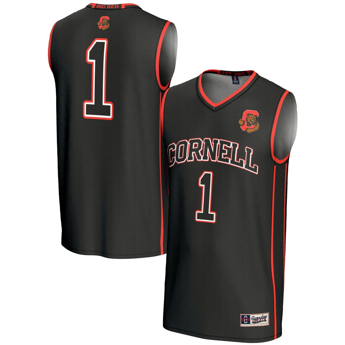 #1 Cornell Big Red Lightweight Basketball Jersey - Black product image 2