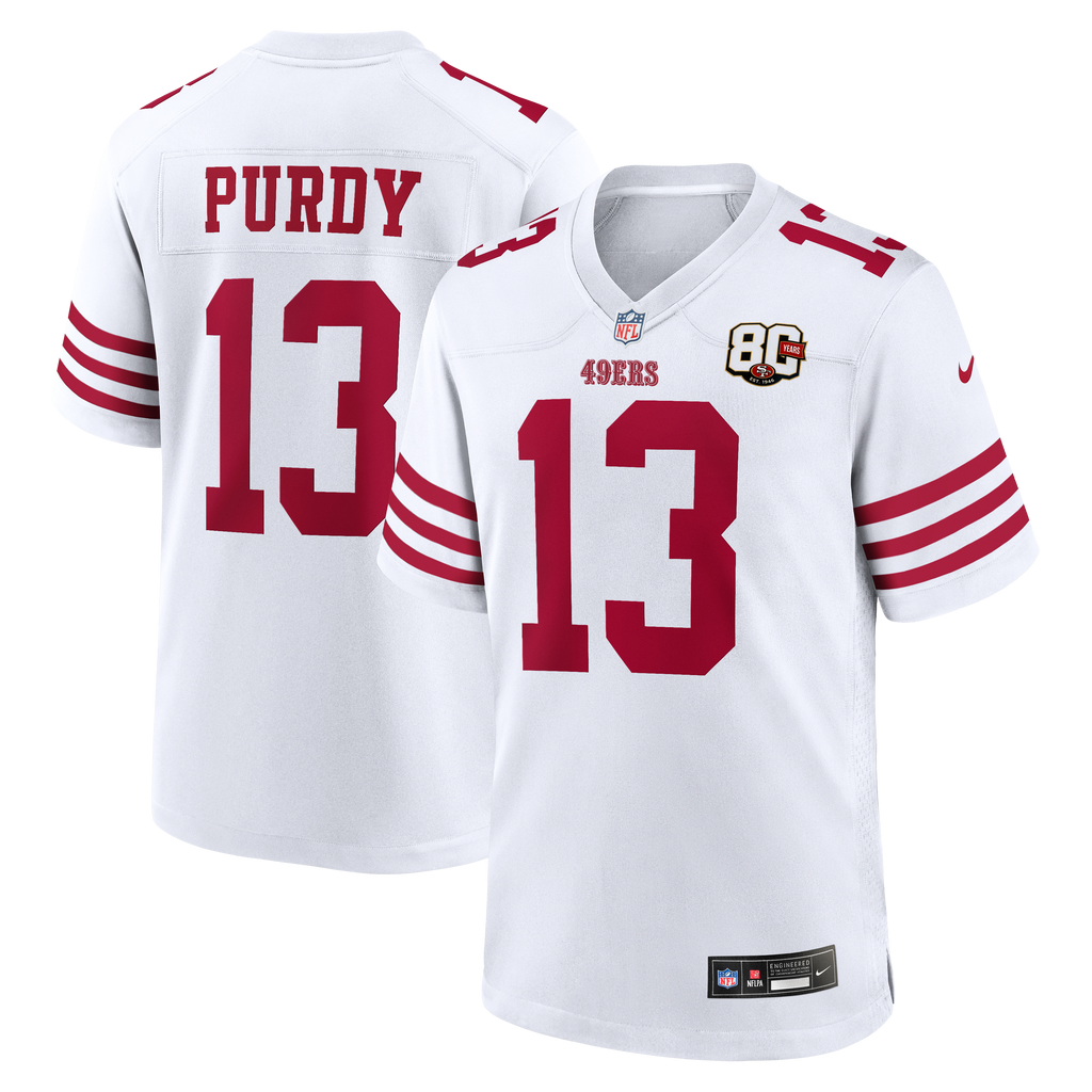 San Francisco 49ers Brock Purdy Nike White 80th Anniversary product image 1