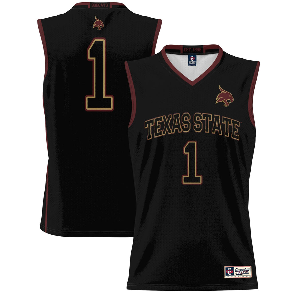 #1 Texas State Bobcats Lightweight Basketball Jersey - Black product image 2