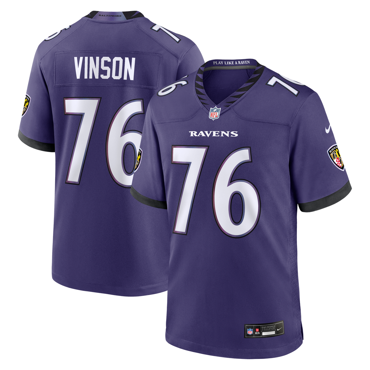 Baltimore Ravens Carson Vinson Nike Purple Team Game Jersey product image 1