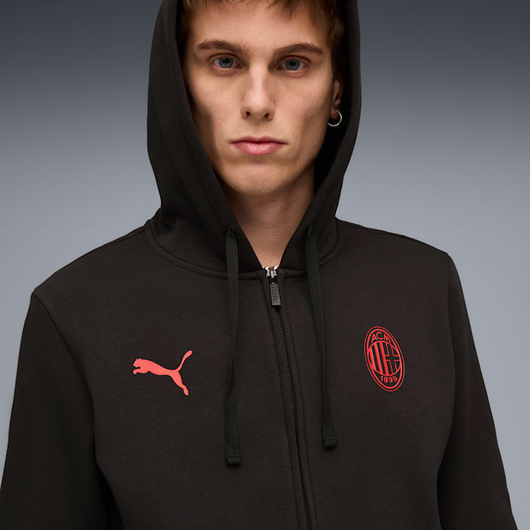 Puma AC Milan Soccer Essentials Men Fleece Zip-Up Soccer Hoodie product image 5, provided for visual reference and product