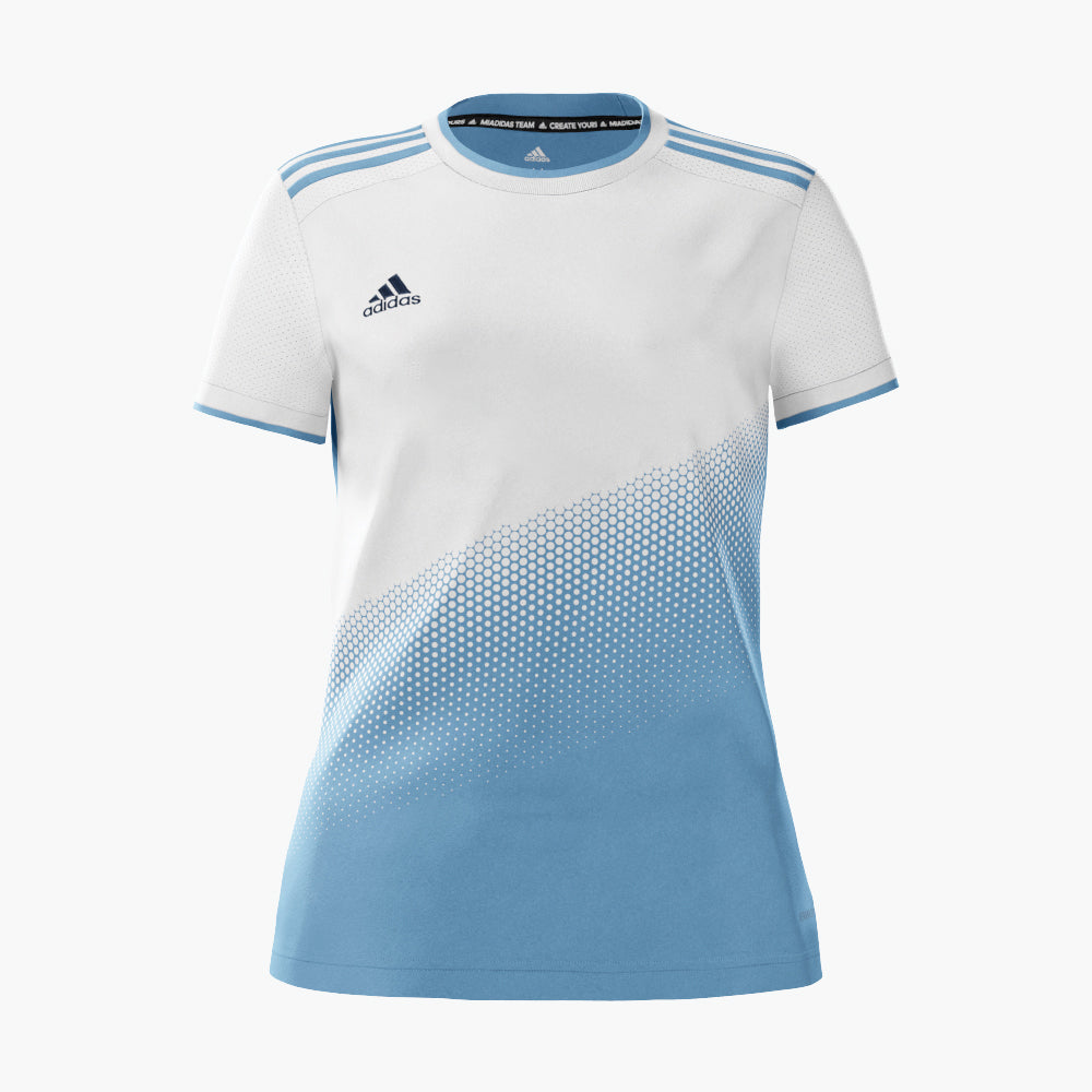 adidas Micomp Soccer Jersey White/Sky Youth and Women product image 2, provided for visual reference and product detail