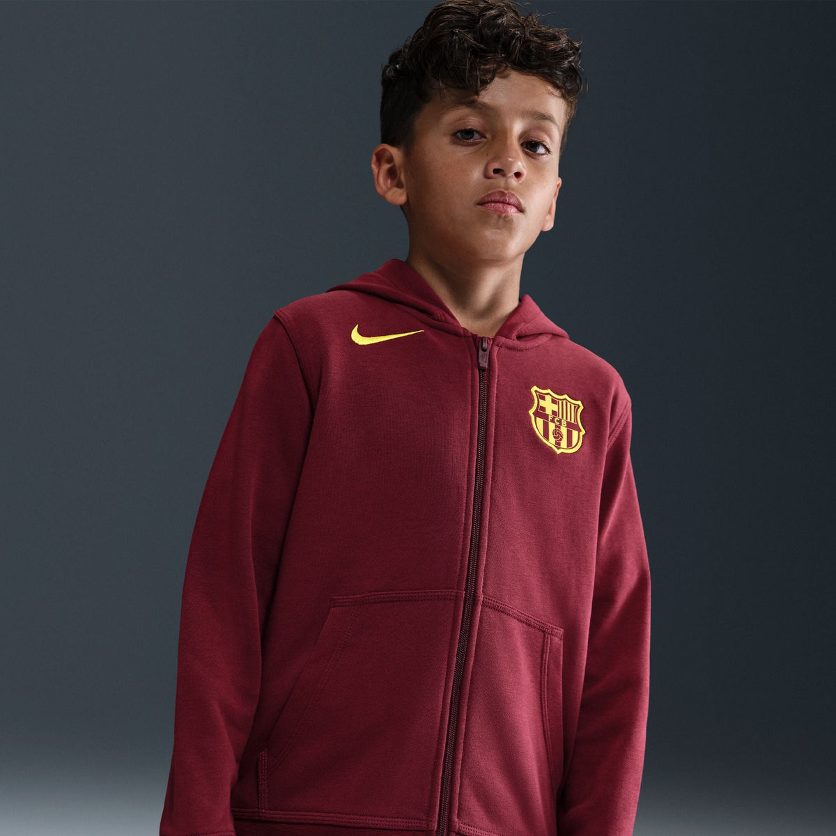 Nike FC Barcelona Club Fourth Big Kids' (Boys') Soccer Full-Zip Hoodie product image 5, provided for visual reference and