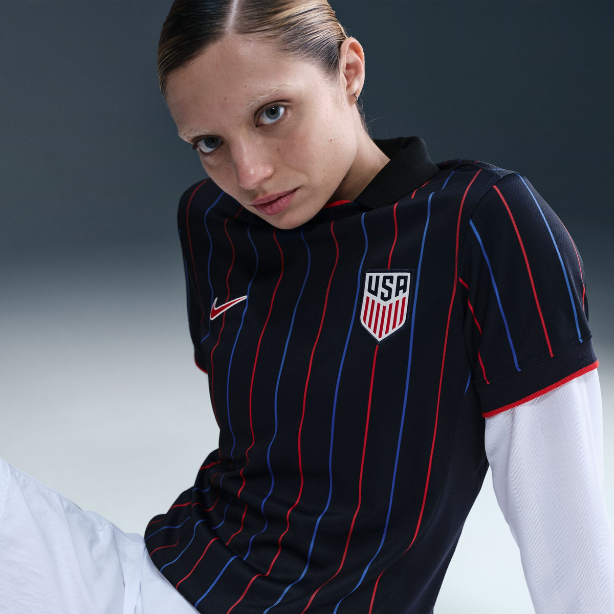 Nike USMNT 2025 Stadium Away (Men Team) Women Dri-FIT Soccer Replica Jersey product image 5, provided for visual reference