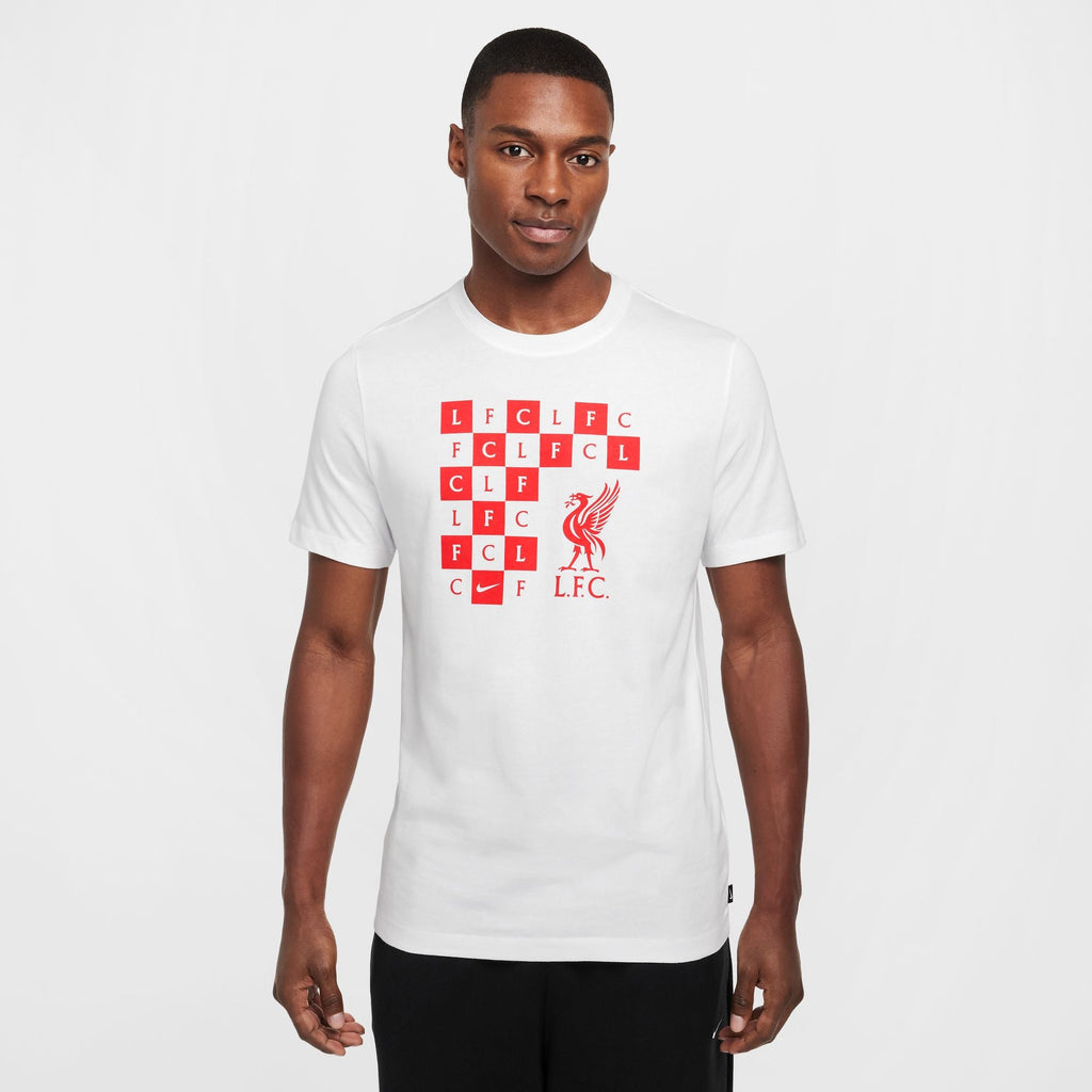 Nike Liverpool FC Men Soccer Checkered T-Shirt product image 1, provided for visual reference and product detail review