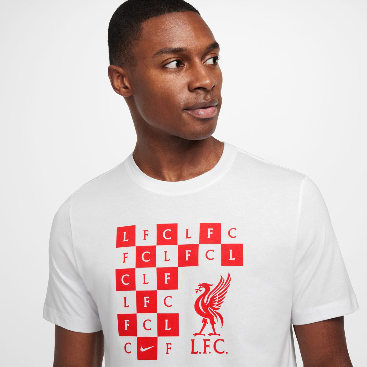 Nike Liverpool FC Men Soccer Checkered T-Shirt product image 3, provided for visual reference and product detail review