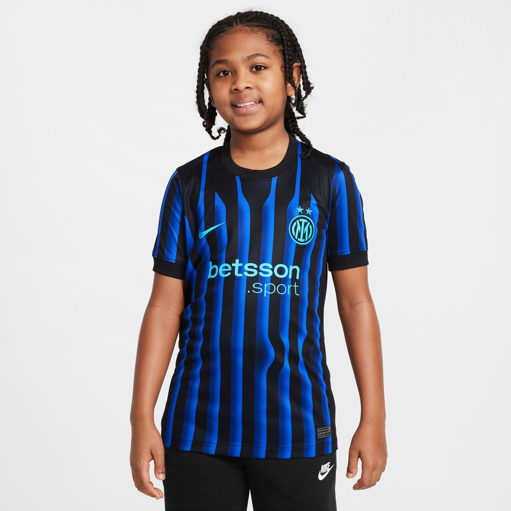 Nike Inter Milan 2025/26 Stadium Home Big Kids' Dri-FIT Soccer Replica Jersey product image 1, provided for visual reference