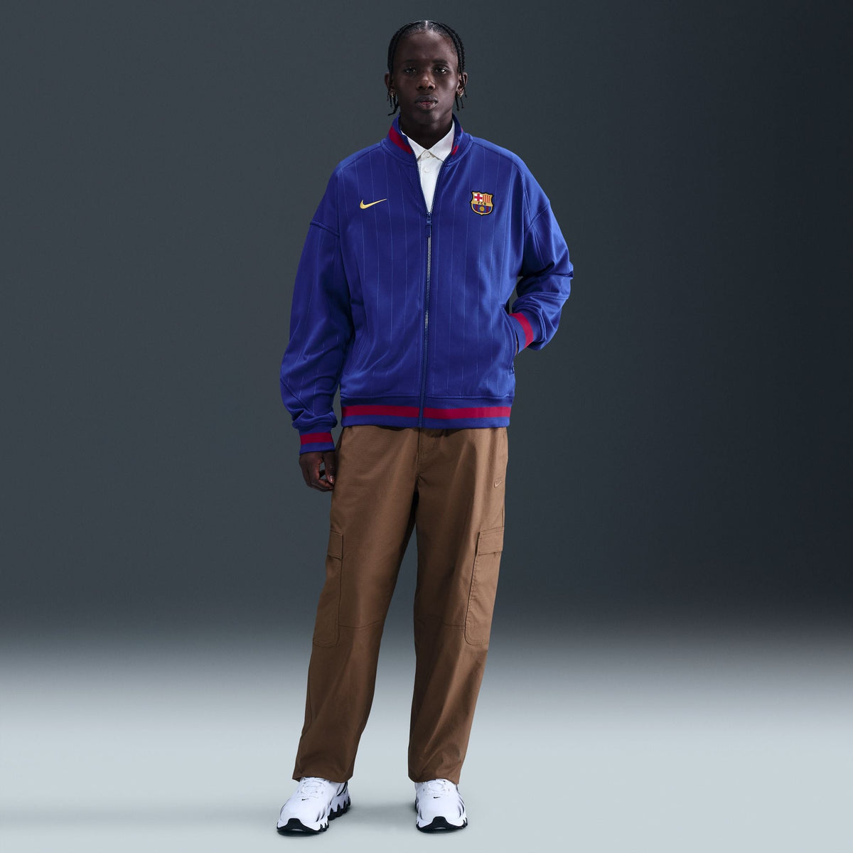 Nike FC Barcelona Academy Pro Home Men Dri-FIT Soccer Anthem Jacket product image 1, provided for visual reference and