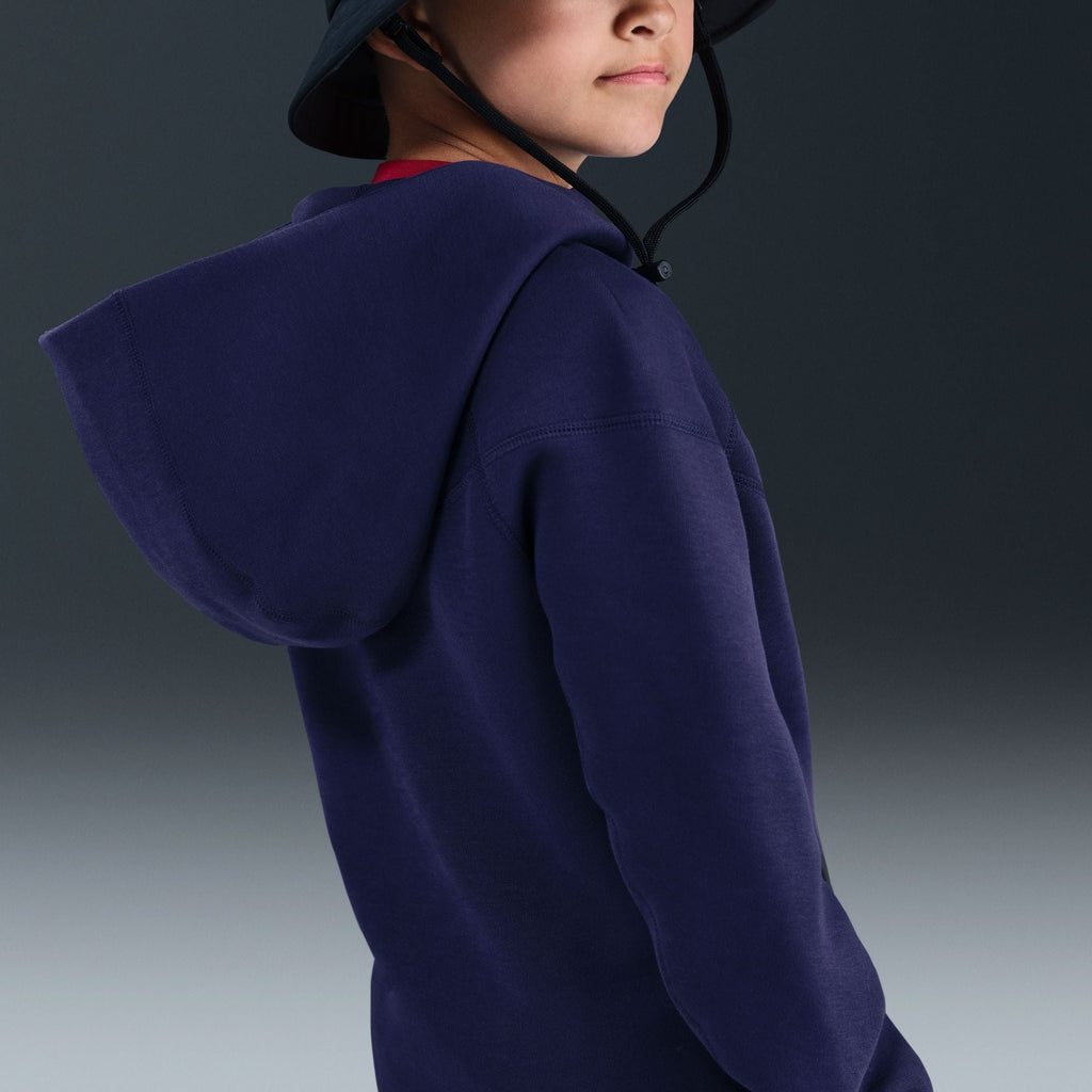 Nike FC Barcelona Tech Big Kids' (Boys') Soccer Fleece Full-Zip Hoodie product image 4, provided for visual reference and