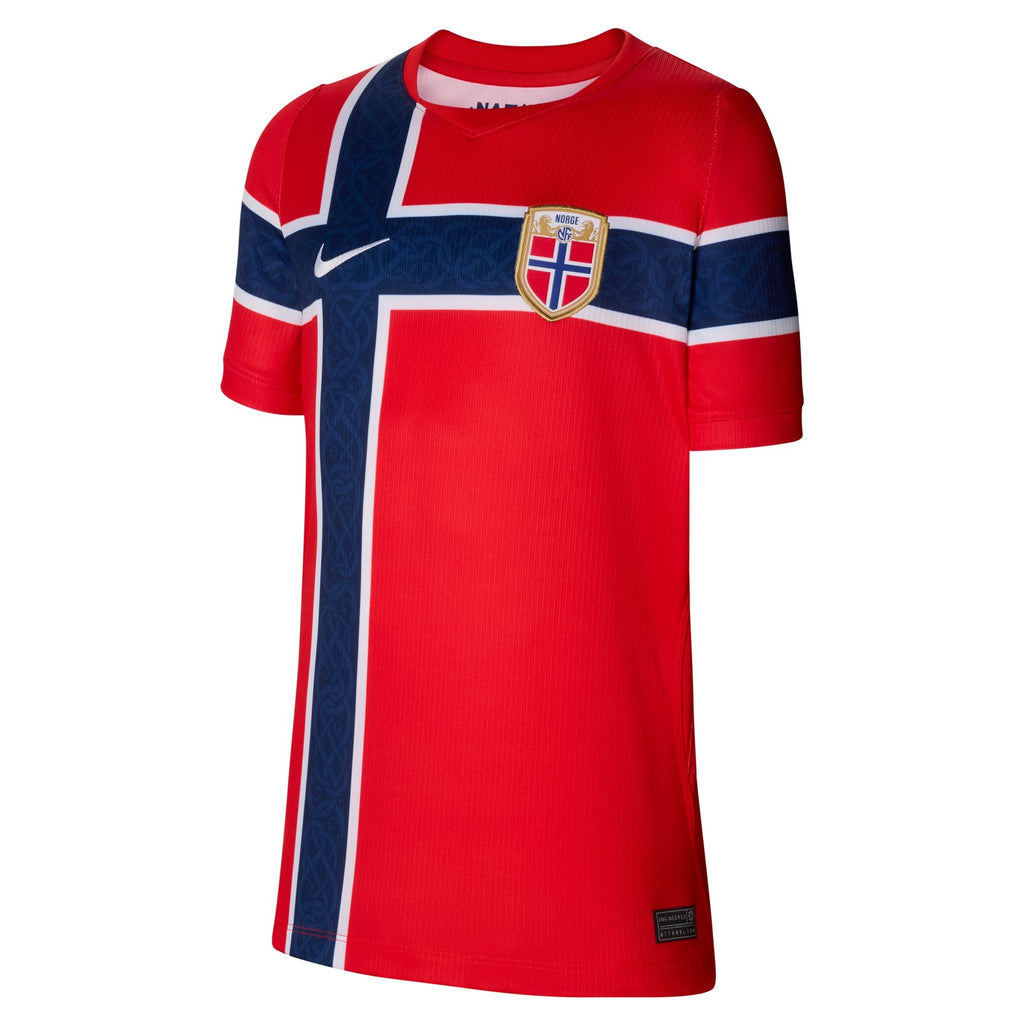 Nike Norway 2026 Stadium Home Big Kids' Nike Dri-FIT Soccer Replica Jersey product image 1, provided for visual reference