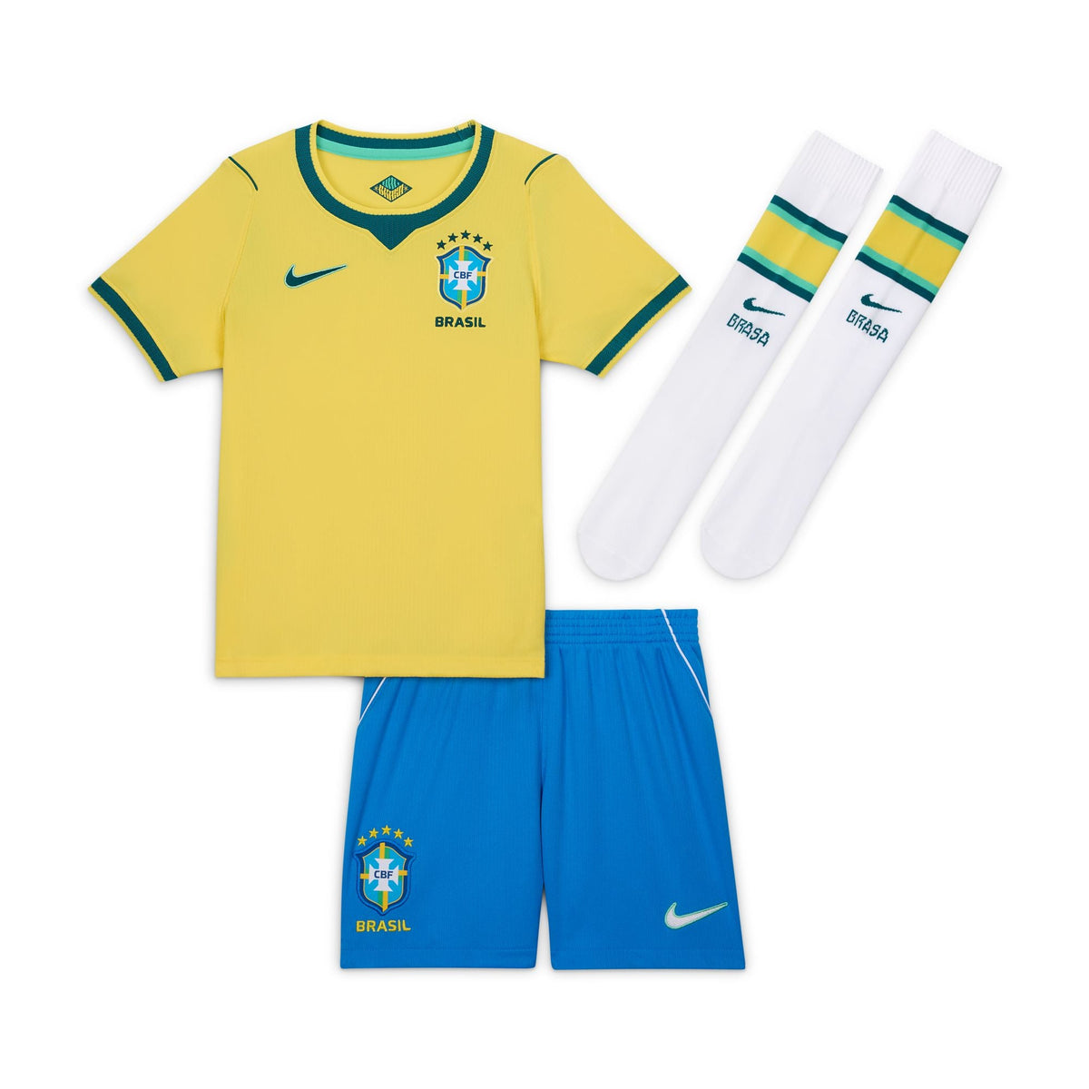 Nike Brazil 2026 Stadium Home Little Kids' Nike Soccer Replica 3-Piece Kit product image 3, provided for visual reference