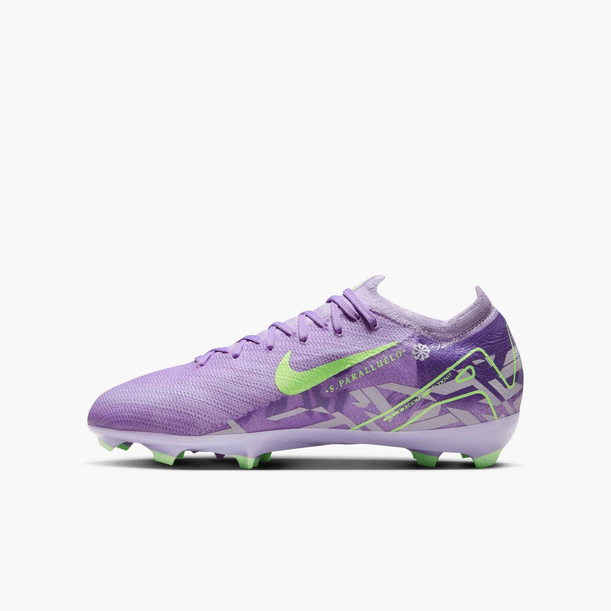 Nike United Jr. Mercurial Vapor 16 Pro FG Kids' Soccer Cleats – Purple Agate/Barely Volt product image 2, provided for
