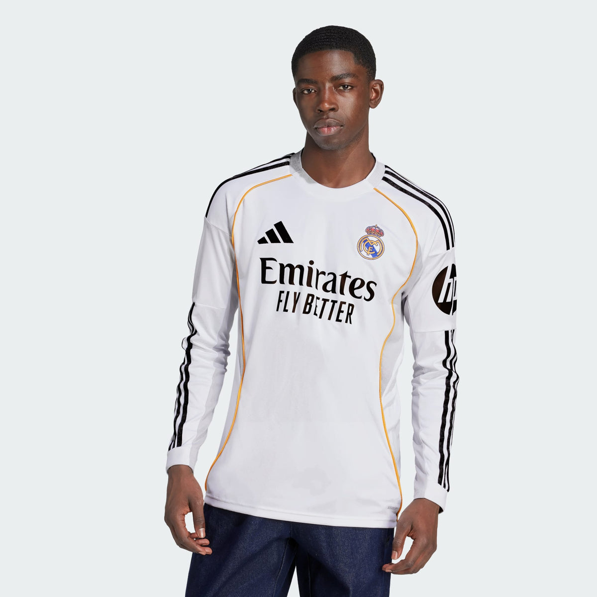 adidas Real Madrid 25/26 Long Sleeve Home Jersey product image 1, provided for visual reference and product detail review