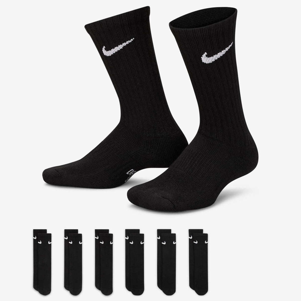 Nike Performance Cushioned Crew Kids' Training Socks (6 Pair) product image 1, provided for visual reference and product