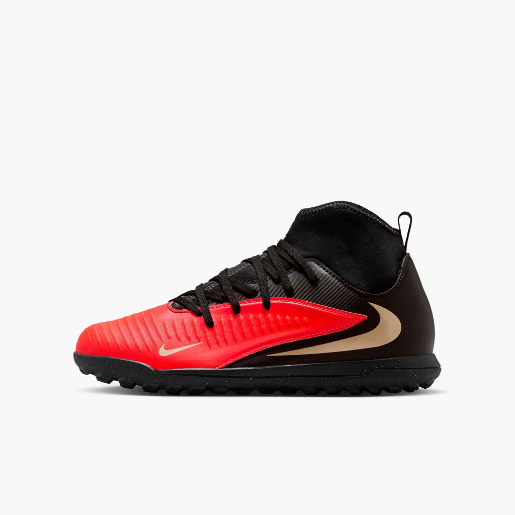 Nike Jr. Phantom 6 High Club Big Kids' Turf Soccer Shoes product image 1, provided for visual reference and product detail