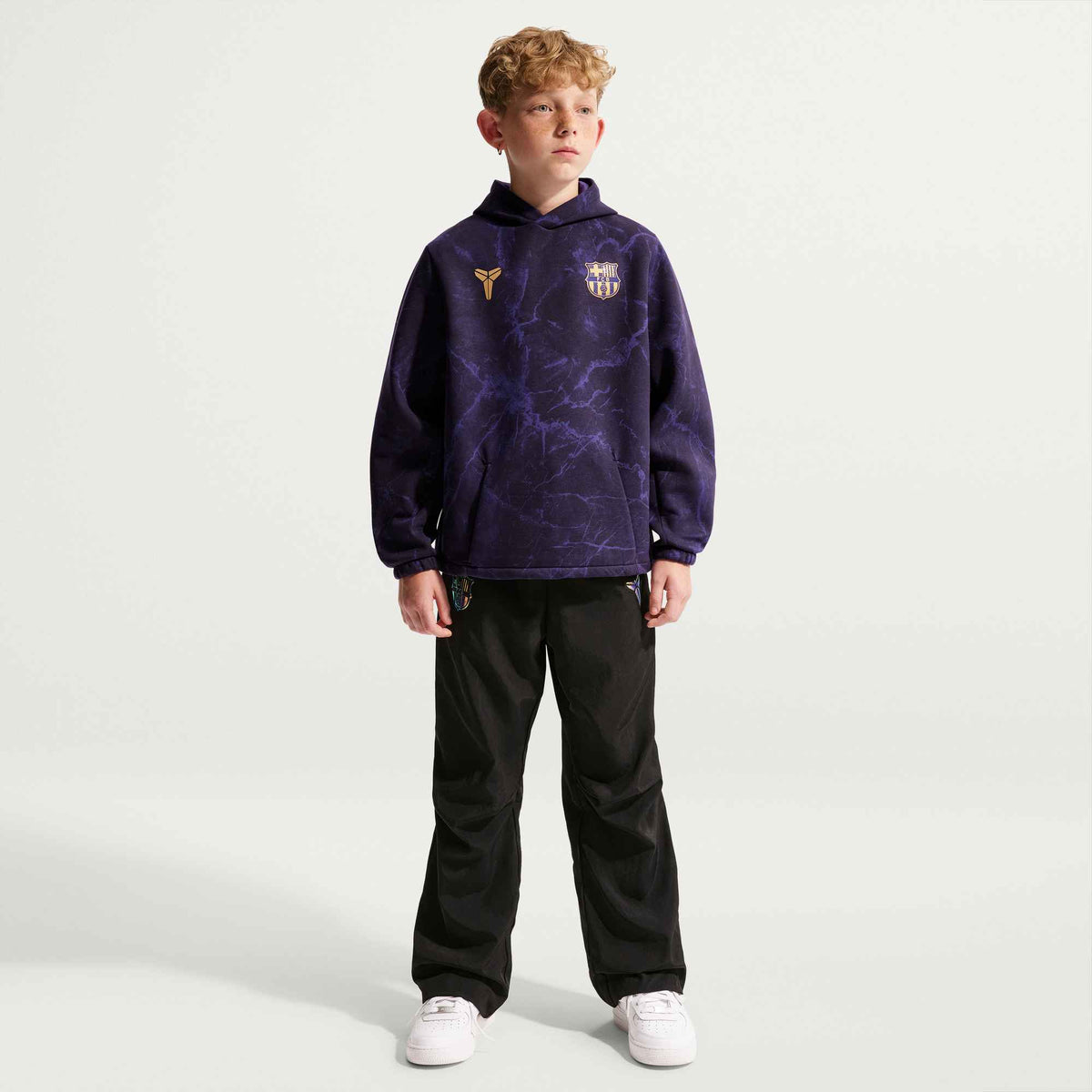 NIKE FC Barcelona Away Big Kids' Kobe Soccer Pullover Hoodie product image 2, provided for visual reference and product