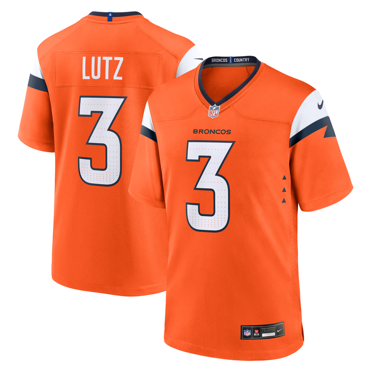 Denver Broncos Wil Lutz Nike Orange Team Game Jersey product image 1