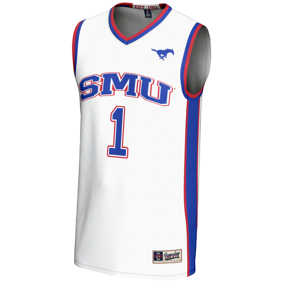 #1 SMU Mustangs Lightweight Basketball Jersey - White product image 3
