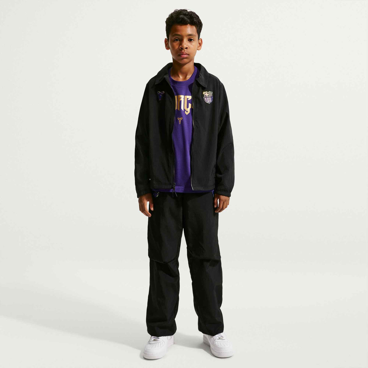 NIKE FC Barcelona Away Big Kids' Kobe Soccer Woven Jacket product image 2, provided for visual reference and product detail