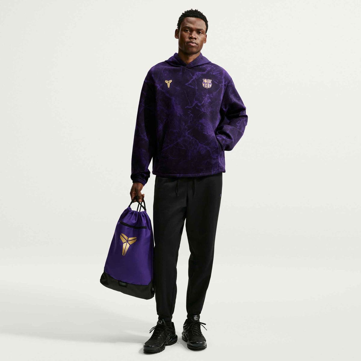 Nike FC Barcelona Away Men Kobe Soccer Pullover Hoodie product image 1, provided for visual reference and product detail