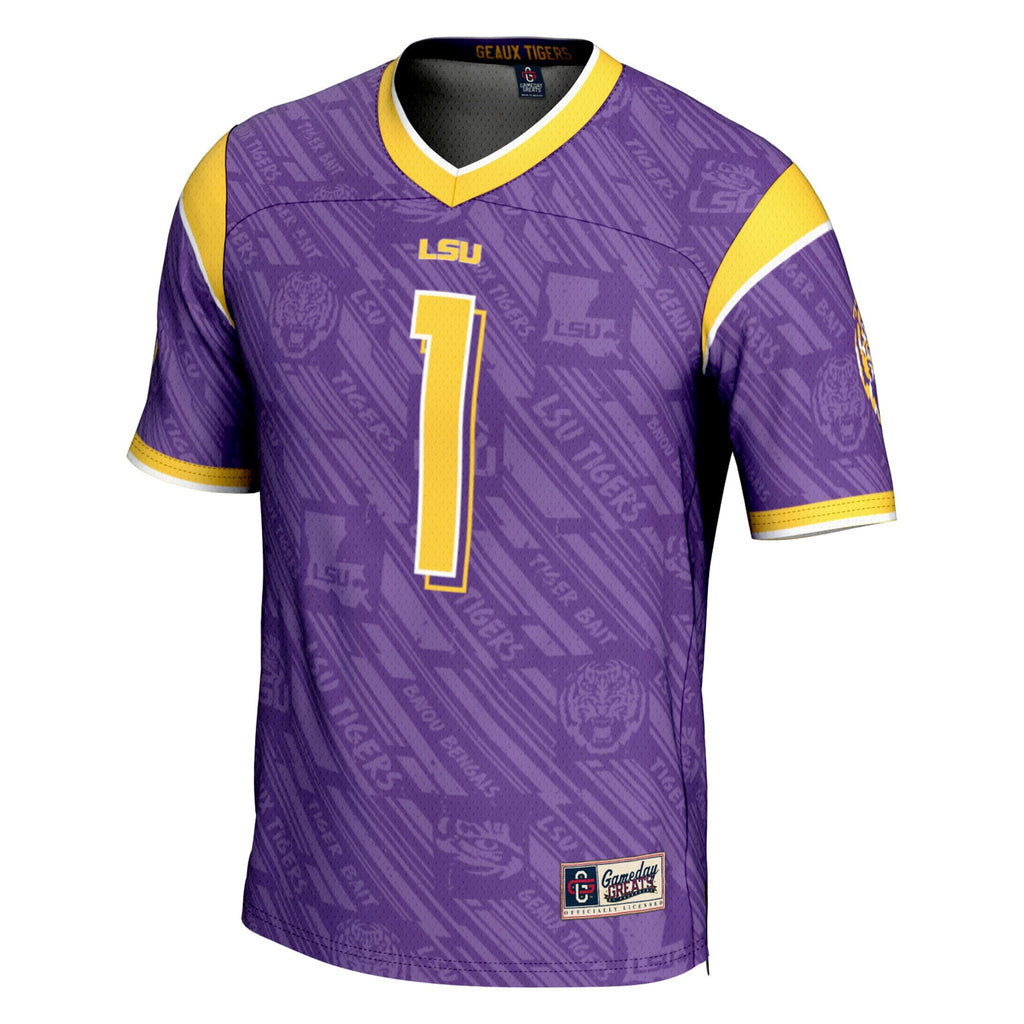 LSU Tigers #1 Purple Highlight Print Football Fashion Jersey product image 3