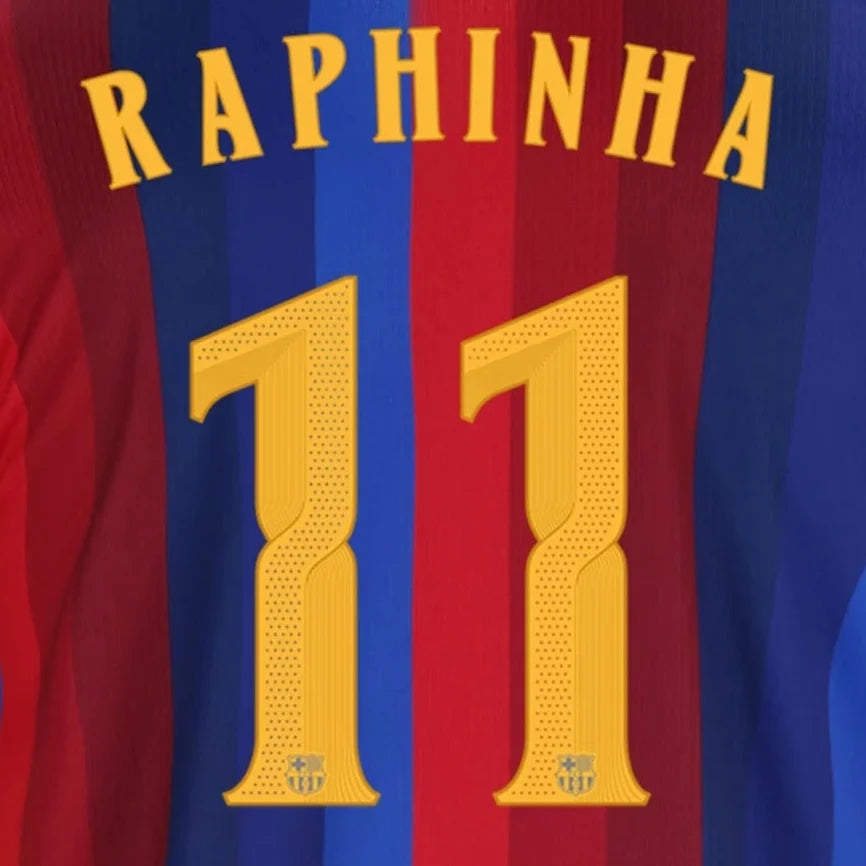 Raphinha #11 Barcelona Home UCL Name Set 2026 product image 1, provided for visual reference and product detail review