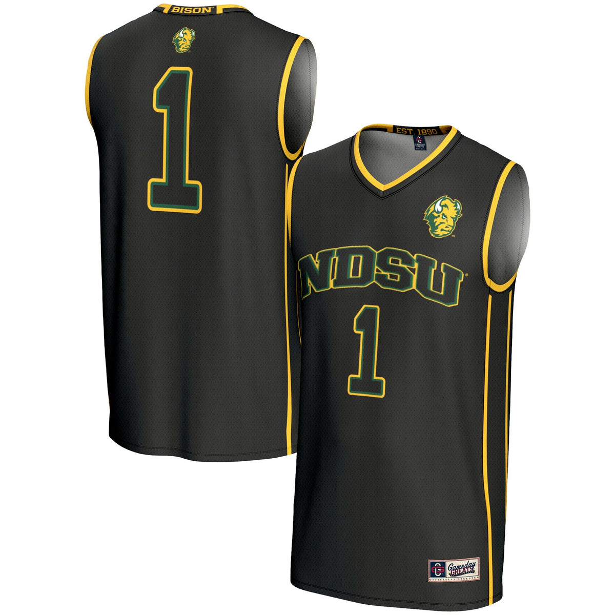 #1 NDSU Bison Lightweight Basketball Jersey - Black product image 1
